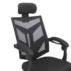 Chaise de bureau ergonomique réglable avec appui-tête Fauteuil de bureau ergonomique en maille à dossier haut avec support lombaire et roulettes