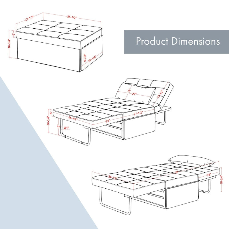 Pouf-futon convertible assemblé