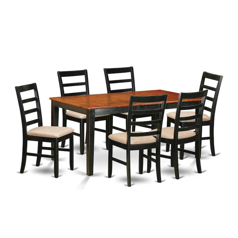 Table de salle à manger rectangulaire avec rallonge papillon et chaises de salle à manger (options de type d'assise)