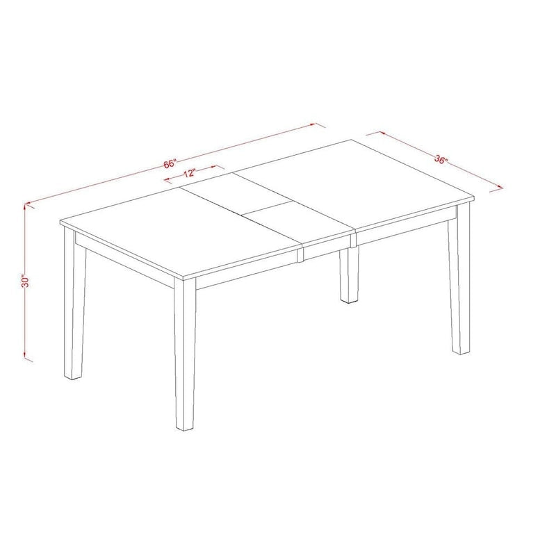 Table de salle à manger rectangulaire avec rallonge papillon et chaises de salle à manger (options de type d'assise)