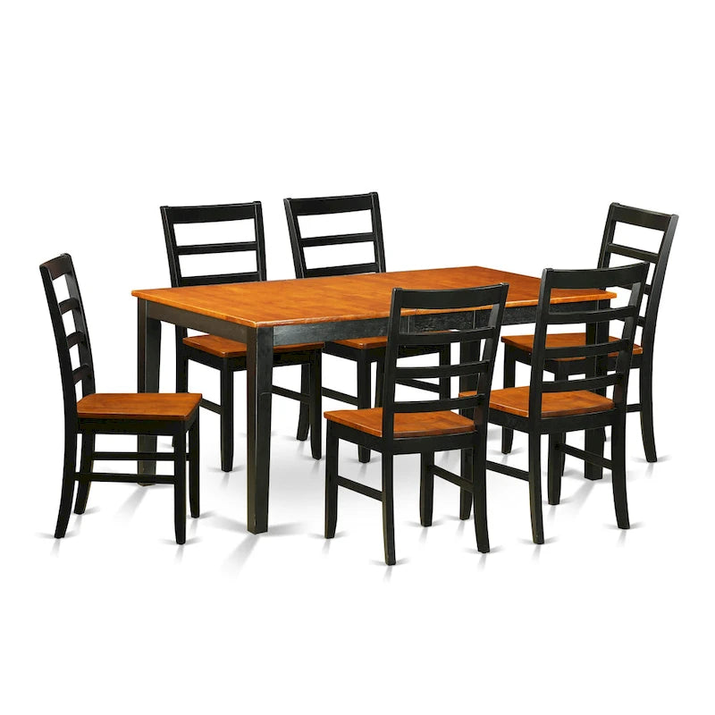 Table de salle à manger rectangulaire avec rallonge papillon et chaises de salle à manger (options de type d'assise)