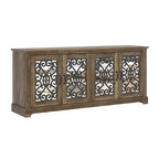 Meuble TV large 4 portes en pierre grise de 173,2 cm pour téléviseurs jusqu'à 75 pouces - 173,2 L x 43,4 l x 74,4 H cm