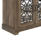Meuble TV large 4 portes en pierre grise de 173,2 cm pour téléviseurs jusqu'à 75 pouces - 173,2 L x 43,4 l x 74,4 H cm
