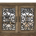 Meuble TV large 4 portes en pierre grise de 173,2 cm pour téléviseurs jusqu'à 75 pouces - 173,2 L x 43,4 l x 74,4 H cm