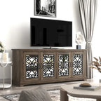 Meuble TV large 4 portes en pierre grise de 173,2 cm pour téléviseurs jusqu'à 75 pouces - 173,2 L x 43,4 l x 74,4 H cm
