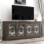 Meuble TV large 4 portes en pierre grise de 173,2 cm pour téléviseurs jusqu'à 75 pouces - 173,2 L x 43,4 l x 74,4 H cm