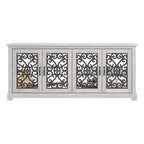 Meuble TV large 4 portes en pierre grise de 173,2 cm pour téléviseurs jusqu'à 75 pouces - 173,2 L x 43,4 l x 74,4 H cm