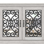 Meuble TV large 4 portes en pierre grise de 173,2 cm pour téléviseurs jusqu'à 75 pouces - 173,2 L x 43,4 l x 74,4 H cm