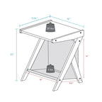 Table d'appoint de canapé en Z avec panier de rangement en toile
