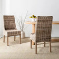 Fauteuils d'intérieur en osier marron à accoudoirs inclinés – 20 x 24 x 39