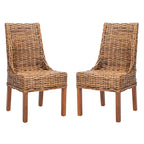 Fauteuils d'intérieur en osier marron à accoudoirs inclinés – 20 x 24 x 39