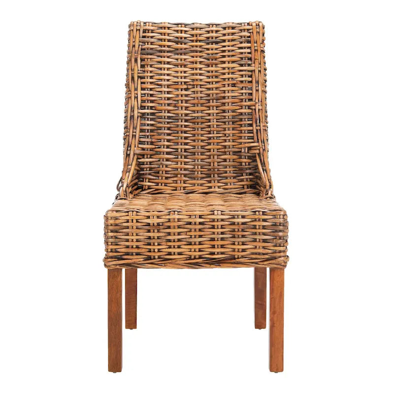 Fauteuils d'intérieur en osier marron à accoudoirs inclinés – 20 x 24 x 39