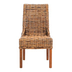 Fauteuils d'intérieur en osier marron à accoudoirs inclinés – 20 x 24 x 39
