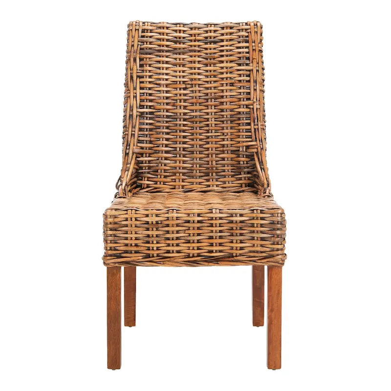 Fauteuils d'intérieur en osier marron à accoudoirs inclinés – 20 x 24 x 39