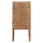 Fauteuils d'intérieur en osier marron à accoudoirs inclinés – 20 x 24 x 39