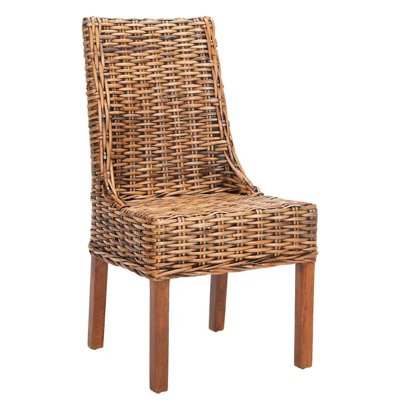 Fauteuils d'intérieur en osier marron à accoudoirs inclinés – 20 x 24 x 39