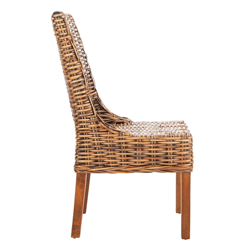 Fauteuils d'intérieur en osier marron à accoudoirs inclinés – 20 x 24 x 39