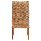 Fauteuils d'intérieur en osier marron à accoudoirs inclinés – 20 x 24 x 39