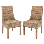 Fauteuils d'intérieur en osier marron à accoudoirs inclinés – 20 x 24 x 39