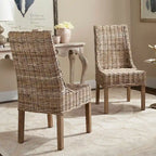Fauteuils d'intérieur en osier marron à accoudoirs inclinés – 20 x 24 x 39