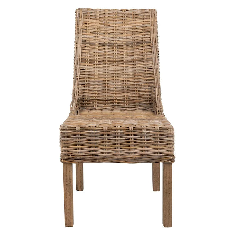 Fauteuils d'intérieur en osier marron à accoudoirs inclinés – 20 x 24 x 39