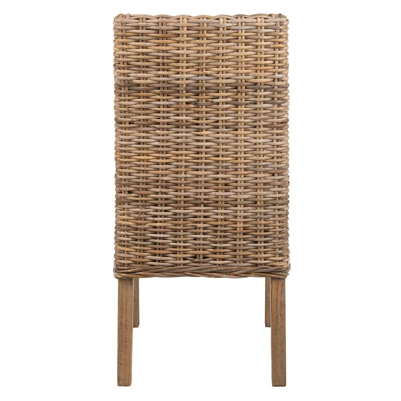 Fauteuils d'intérieur en osier marron à accoudoirs inclinés – 20 x 24 x 39