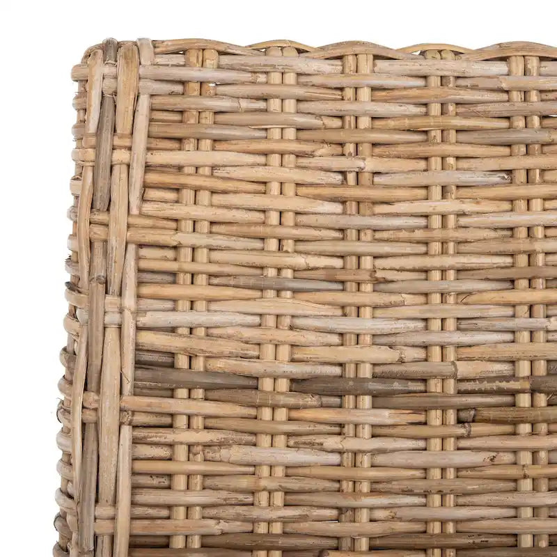 Fauteuils d'intérieur en osier marron à accoudoirs inclinés – 20 x 24 x 39