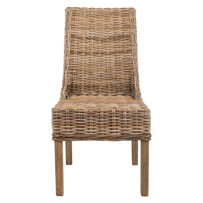 Fauteuils d'intérieur en osier marron à accoudoirs inclinés – 20 x 24 x 39