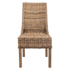 Fauteuils d'intérieur en osier marron à accoudoirs inclinés – 20 x 24 x 39