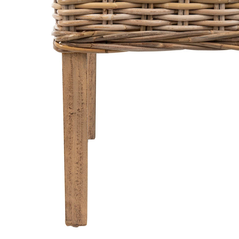Fauteuils d'intérieur en osier marron à accoudoirs inclinés – 20 x 24 x 39