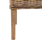 Fauteuils d'intérieur en osier marron à accoudoirs inclinés – 20 x 24 x 39