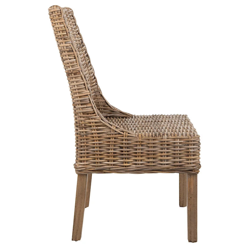 Fauteuils d'intérieur en osier marron à accoudoirs inclinés – 20 x 24 x 39