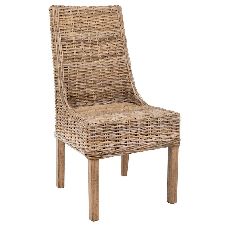 Fauteuils d'intérieur en osier marron à accoudoirs inclinés – 20 x 24 x 39