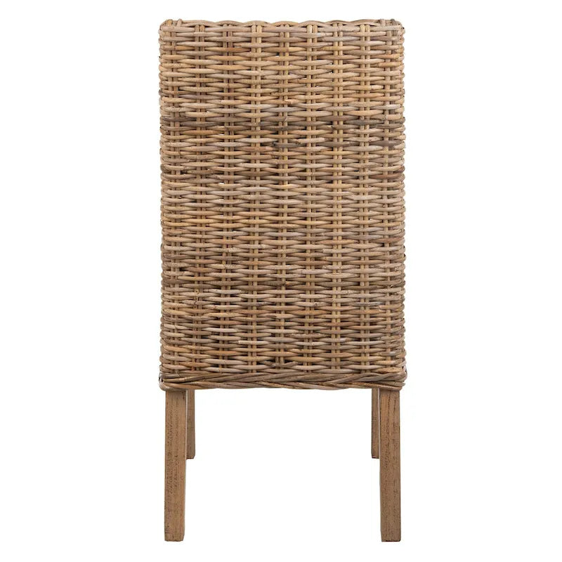 Fauteuils d'intérieur en osier marron à accoudoirs inclinés – 20 x 24 x 39