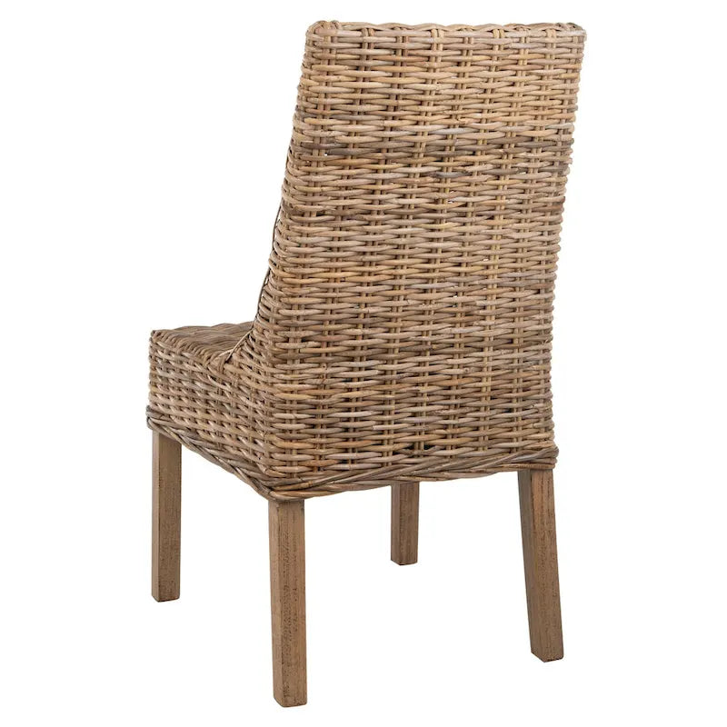 Fauteuils d'intérieur en osier marron à accoudoirs inclinés – 20 x 24 x 39