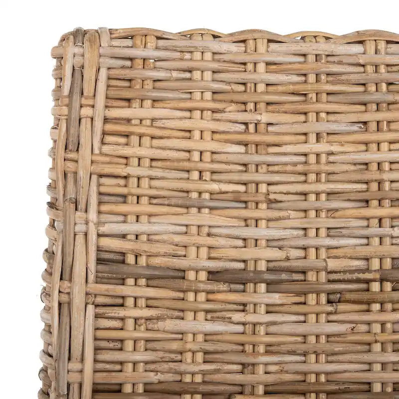 Fauteuils d'intérieur en osier marron à accoudoirs inclinés – 20 x 24 x 39