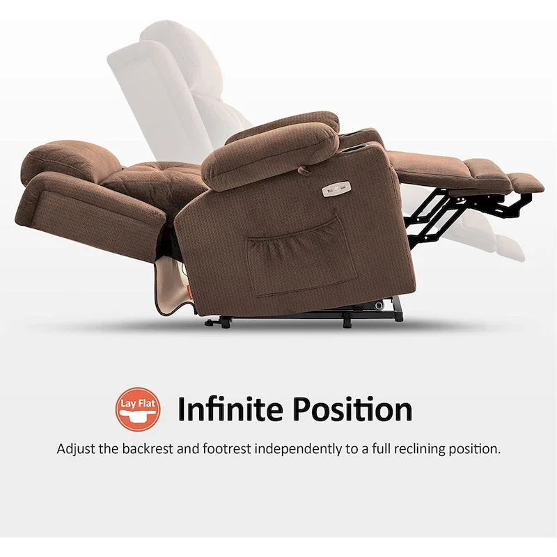 Fauteuil inclinable releveur plat avec appui-tête électrique pour les personnes âgées de petite taille, fauteuil releveur à position infinie, tissu 7660