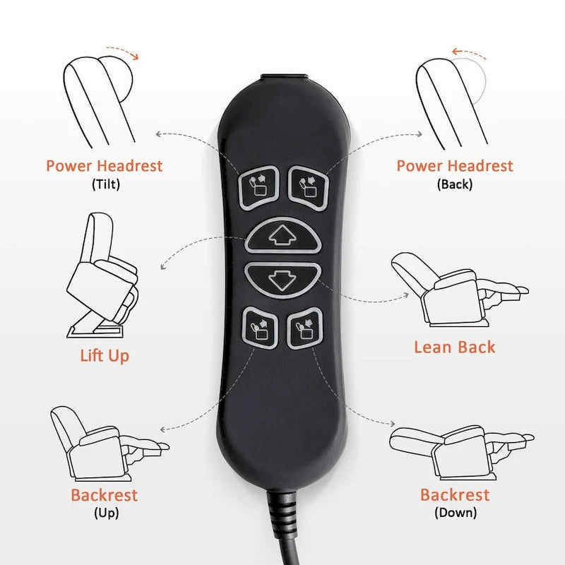 Fauteuil inclinable releveur plat avec appui-tête électrique pour les personnes âgées de petite taille, fauteuil releveur à position infinie, tissu 7660