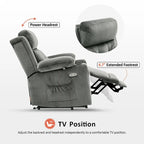 Fauteuil inclinable releveur plat avec appui-tête électrique pour les personnes âgées de petite taille, fauteuil releveur à position infinie, tissu 7660