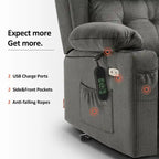 Fauteuil inclinable releveur plat avec appui-tête électrique pour les personnes âgées de petite taille, fauteuil releveur à position infinie, tissu 7660
