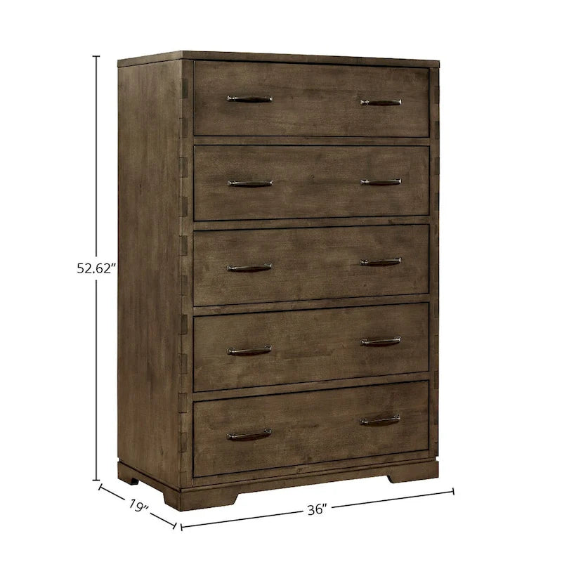 Commode en bois contemporaine Dovetail à 5 tiroirs, gris graphite