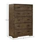 Commode en bois contemporaine Dovetail à 5 tiroirs, gris graphite