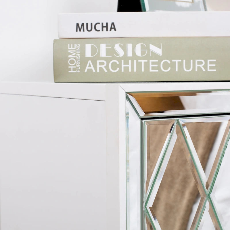 Table de chevet miroir à 2 tiroirs