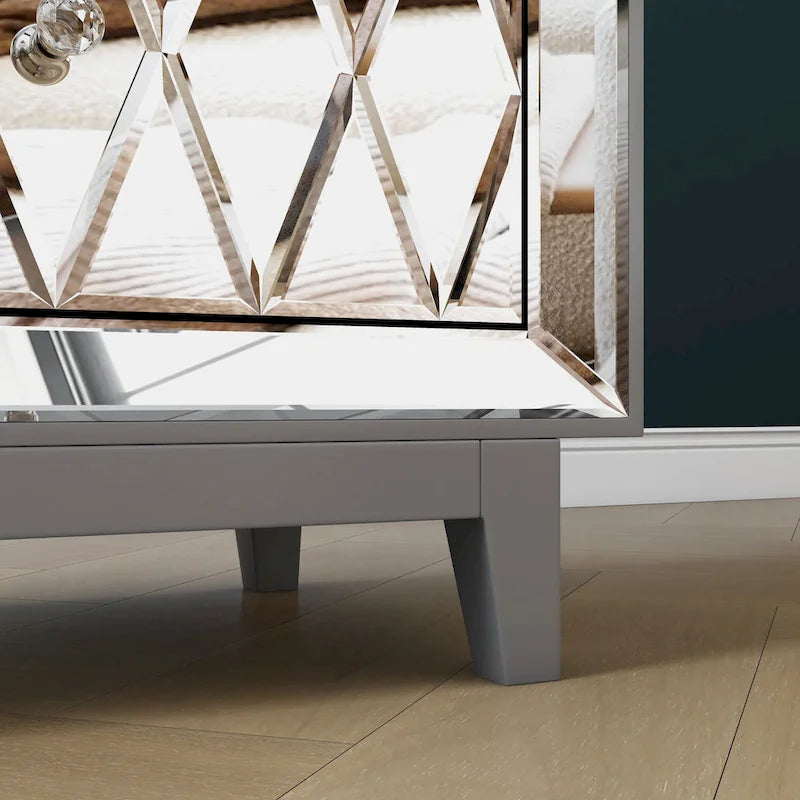 Table de chevet miroir à 2 tiroirs