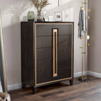 Commode moderne à 5 tiroirs en bois massif couleur espresso