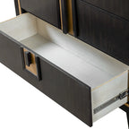 Commode moderne à 5 tiroirs en bois massif couleur espresso
