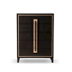 Commode moderne à 5 tiroirs en bois massif couleur espresso