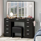 46 Coiffeuse avec prise intégrée avec miroir éclairé et support de sèche-cheveux - 55,8 H x 46 L x 11,7 P