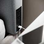 Tête de lit rembourrée avec 2 prises de courant, 1 port USB, 1 port USB-C