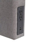 Tête de lit rembourrée avec 2 prises de courant, 1 port USB, 1 port USB-C